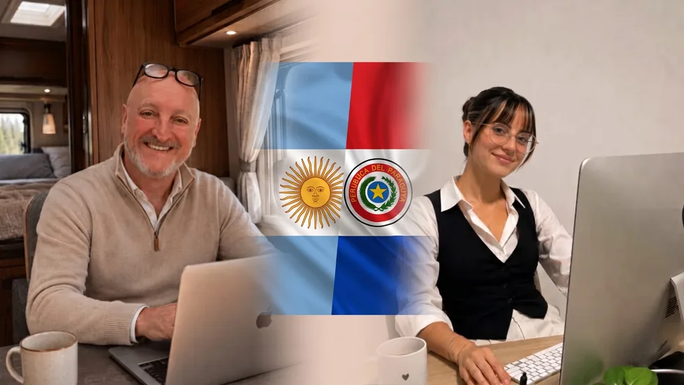 Durval Muñoz Codazzi y Micaela Muñoz Codazzi trabajando en el estudio de Web Sobre Ruedas